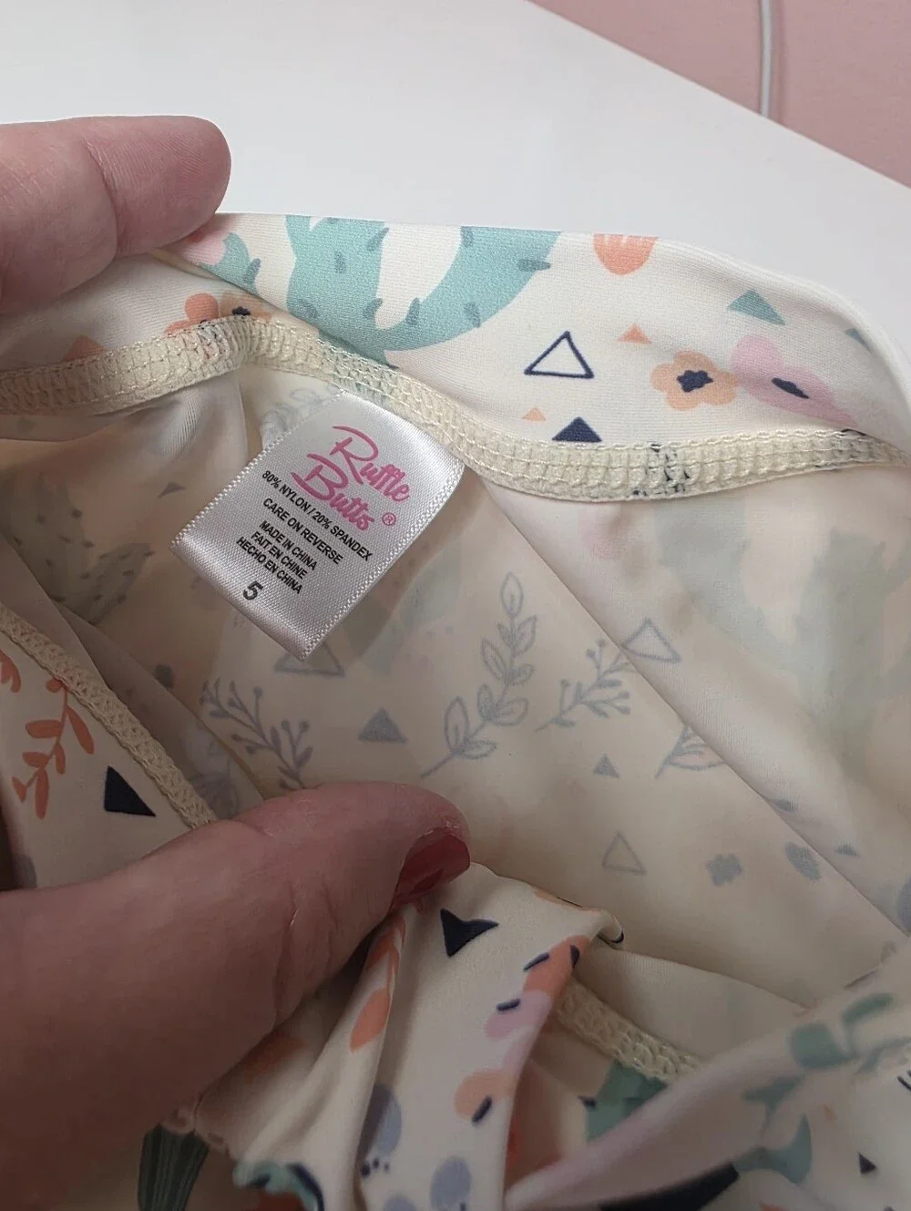RuffleButts Girls Cactus Print Rash Guard Size 5